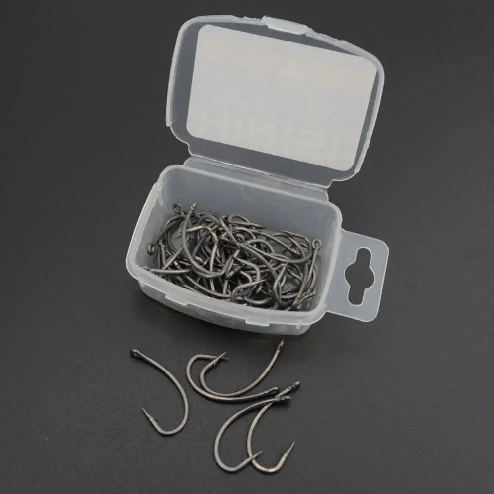 

50 Pcs/lot Barbed Hooks 2# 4# 6# 8# Carp Snap Fishing Steel Bait Hooks with Box 2021