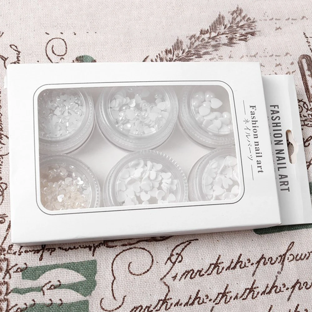 

Japanese Style Love Heart-shaped Jewelry Nail Art Flat-bottom Bright Pearl Nail Design Manicure DIY Ornaments Accessories