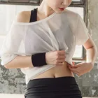 2021 Сексуальная сетчатая рубашка для йоги, быстросохнущая спортивная женская рубашка для фитнеса и бега, одежда для тренажерного зала, майка, футболка для тренировок и упражнений, спортивная одежда