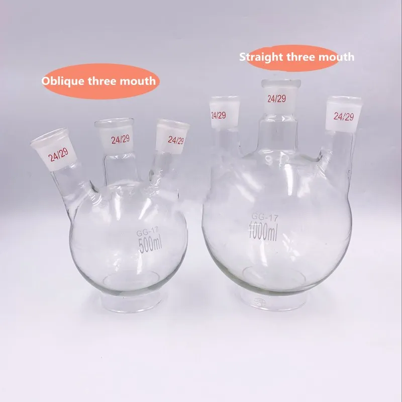 

Three port round bottom flask 100ml-5000ml laboratory straight inclined standard three port flask