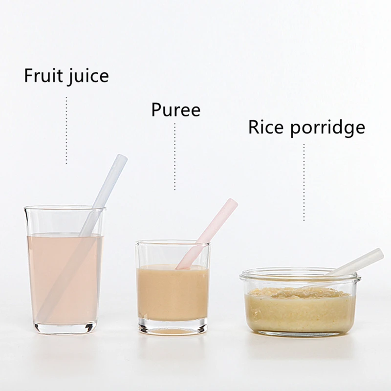 Трубочки силиконовые детские с щеткой для чистки набор длинных гибких трубочек