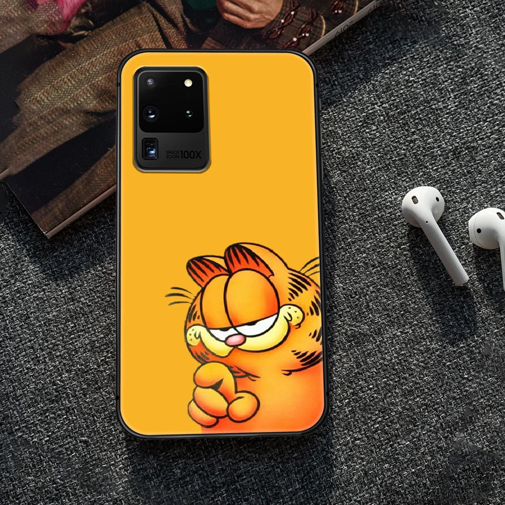 

CUTE Garfield Cartoon Phone Case Cover Hull For Samsung Galaxy S 6 7 8 9 10 e 20 edge uitra Note 8 9 10 plus black Funda Trend