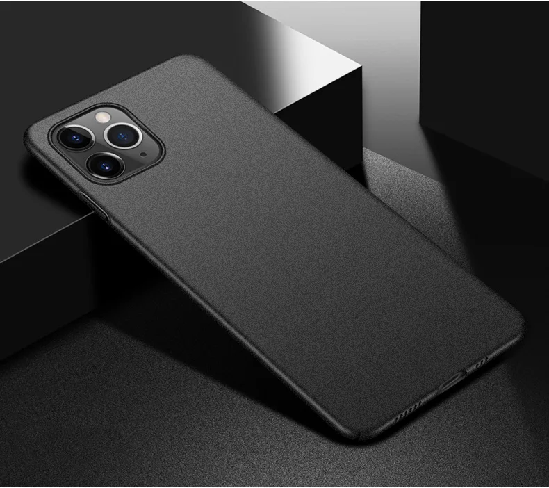 Для Iphone/11 11 Pro Max тонкий Песчаник жесткий-бампер для мобильного телефона чехол для Iphone XS Max XR X XS 8, 7, 6, 6S PLUS, полное покрытие матовый чехол - Цвет: Black