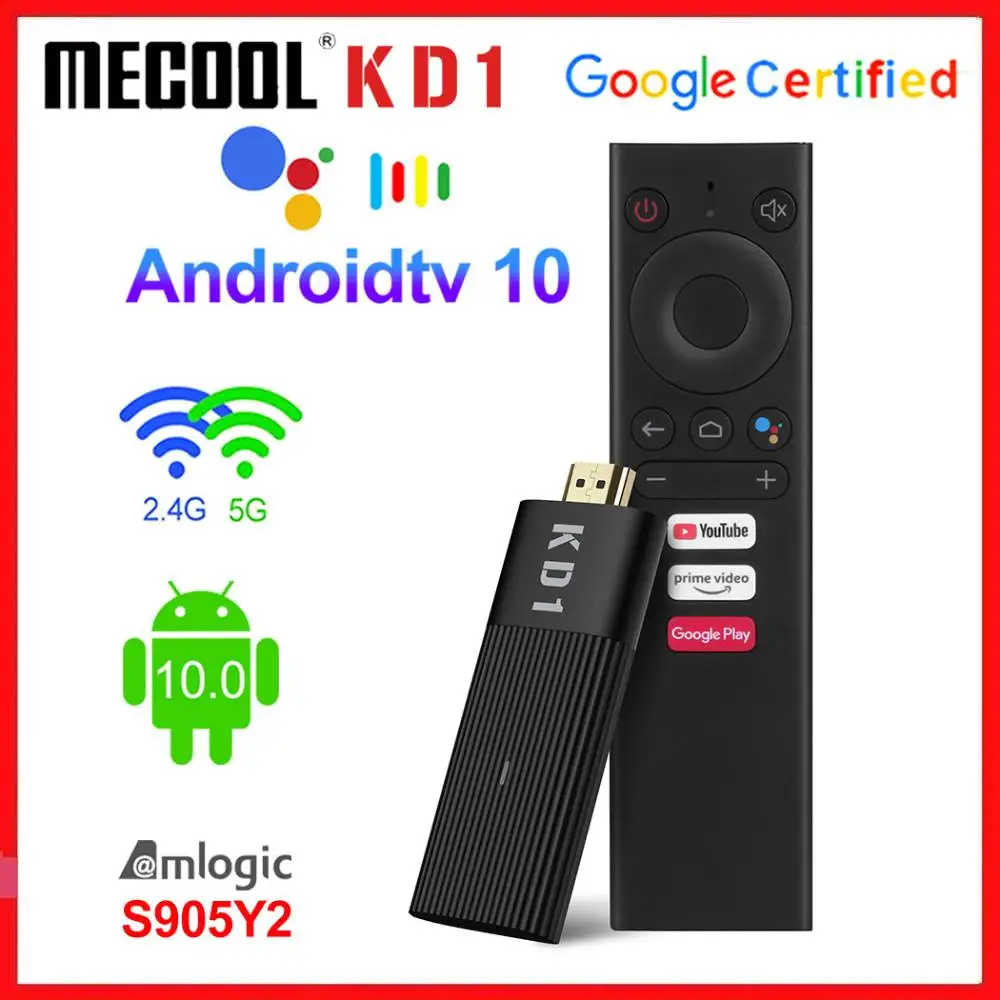 Mecool KD1 ТВ палка для Android 10 Amlogic S905Y2 коробка 0 2G/16G Google Сертифицированный 1080P H.265 4K 60pfs 2