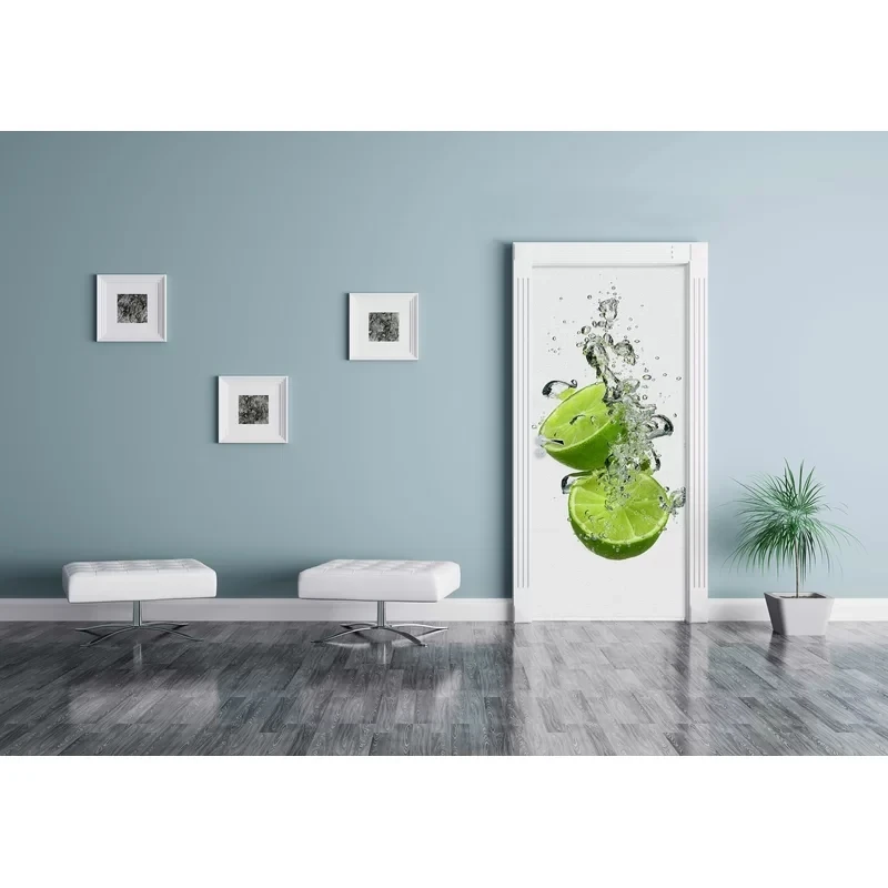 Креативная наклейка на дверь зеленая лимонная Настенная Наклейка стену кухонные
