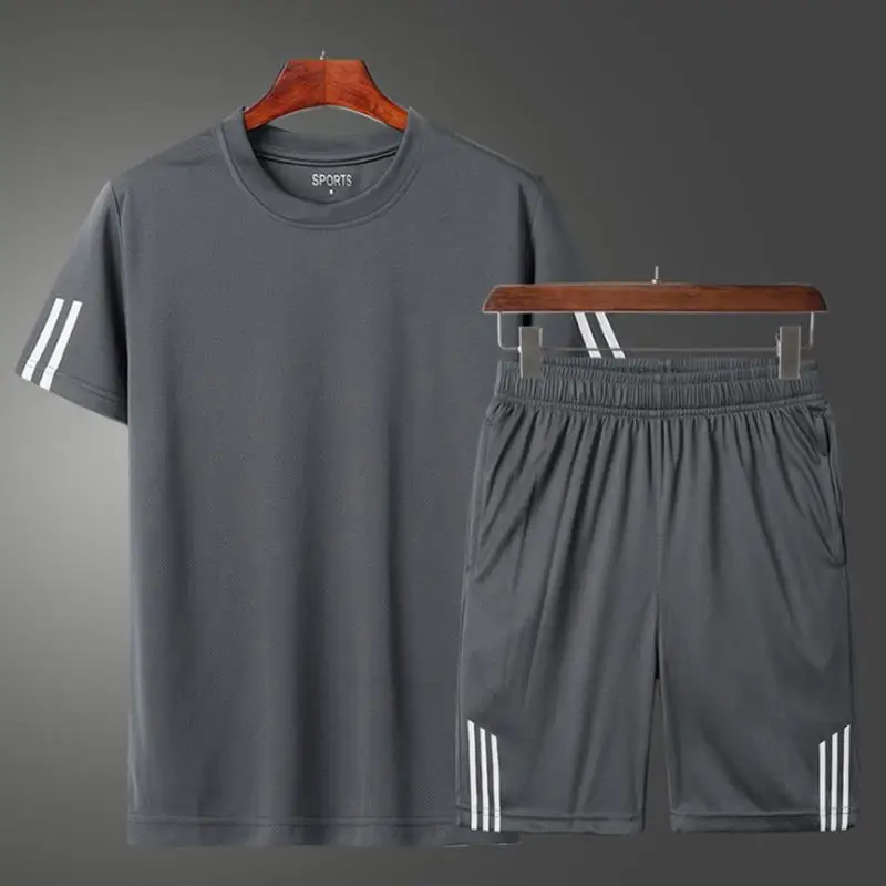 2019 New Summer Men Set 2PC Sporting Suit Short Sleeve T shirt+Shorts Two Piece Sweatsuit+Pants Quick Drying Tracksuit | Мужская одежда