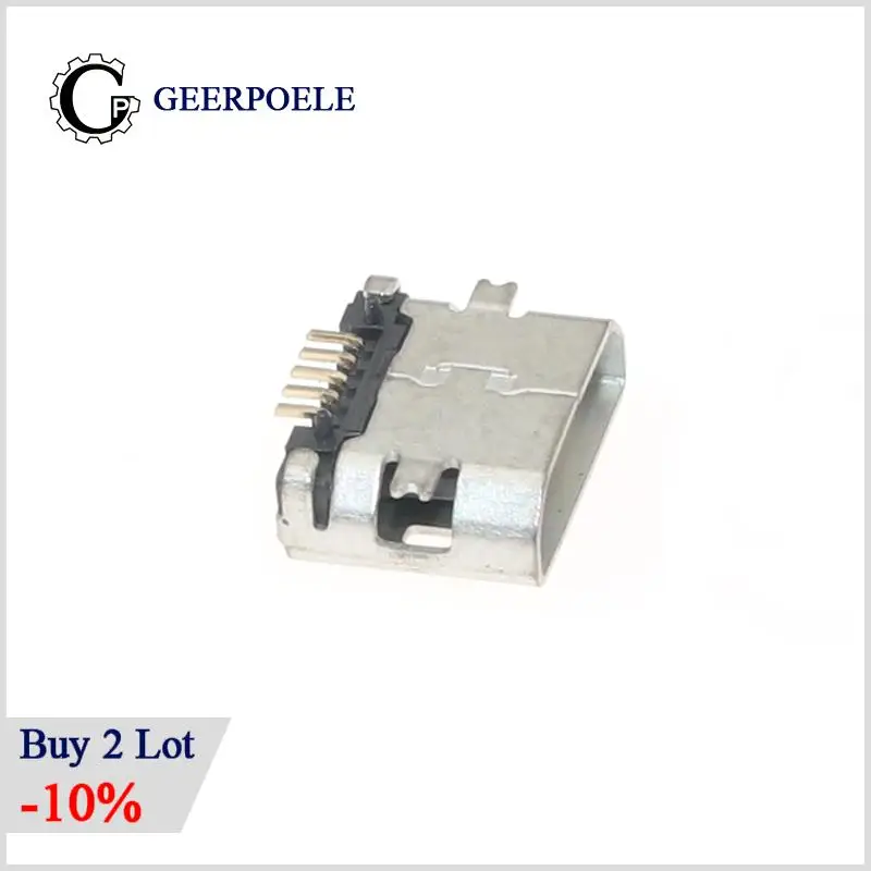 

50 pcs/lot Flat Edge SMT 5 Pin Type B Micro USB Connectors Female Flat Port Jack Tail Sockect For Samsung Lenovo Huawei ZTE ect