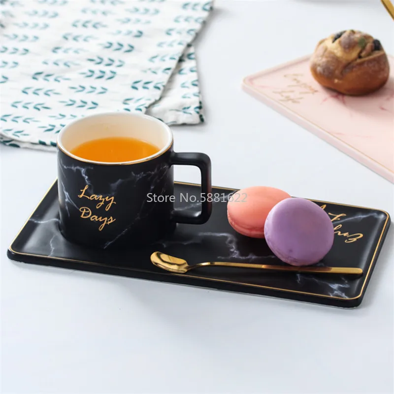 Керамическая кофейная кружка с мраморным рисунком набор для десертов закусок