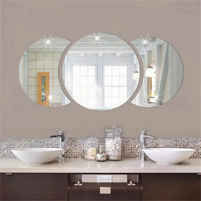 

Gold Round Acrylic Mirror Wall Sticker Home Decorative Accessories DIY Removable Living Room Wall Stickers Bathroom Wall Decals