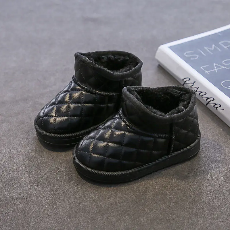 Botas de nieve de piel sint&eacute;tica para ni&ntilde;os y ni&ntilde;as, antideslizantes e impermeables, de superficie suave, de algod&oacute;n, novedad, Oto&ntilde;o e Invierno-4