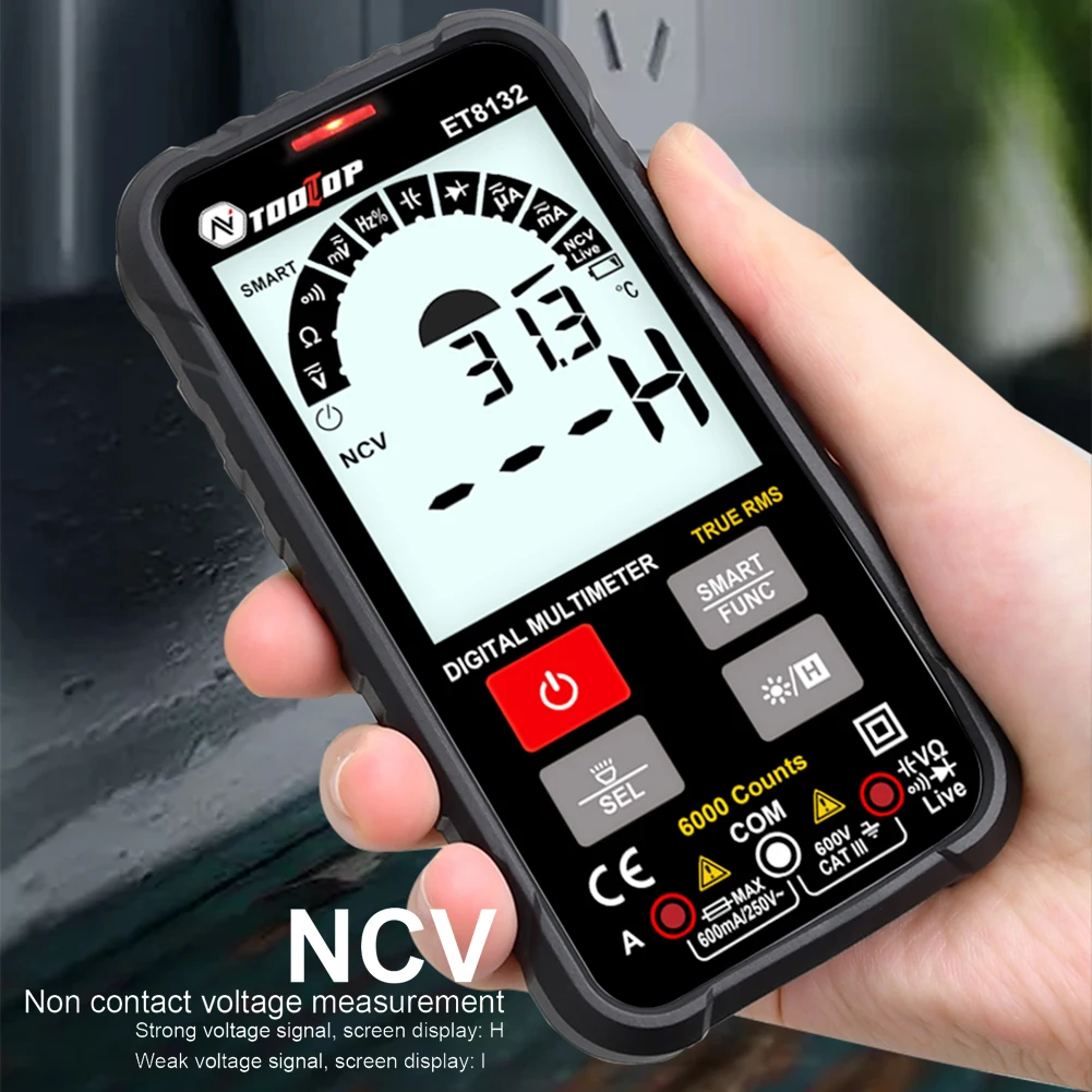 

Tester Meter Capacitance Meter Handheld Voltmeter Ammeter Ohm Current Tester TOOLTOP ET8132 Digital Multimeter