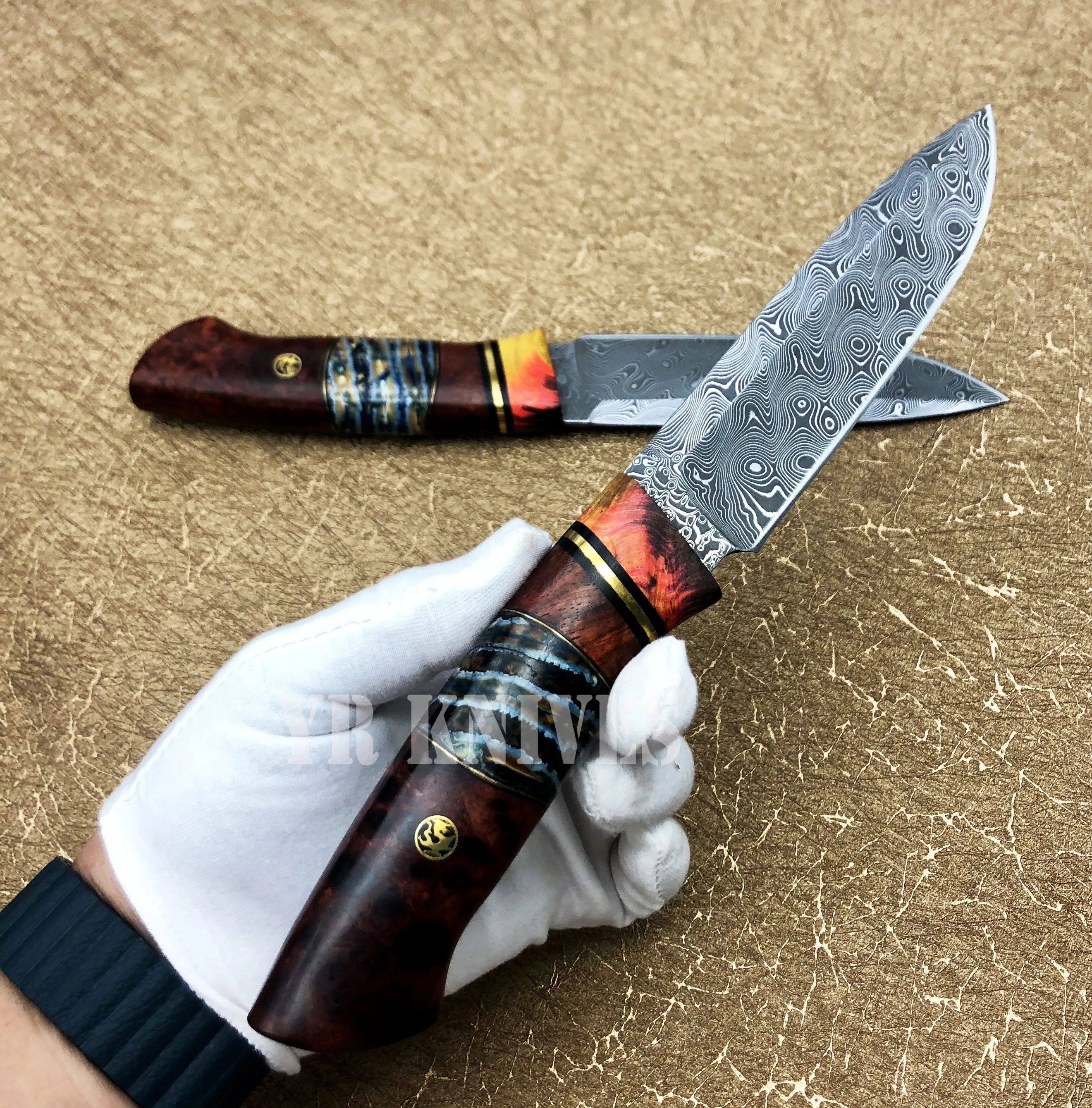Тактический нож для выживания 60 HRC Дамасская сталь пустыня Ironwood охотничьи ножи