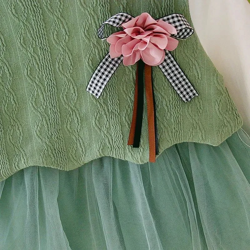 

0-3 Years Old Korean Princess Style Girls Dresses Fashion Style Girls' Long Sleeve Gauze Dress Suitable For Spring Autumn Wear