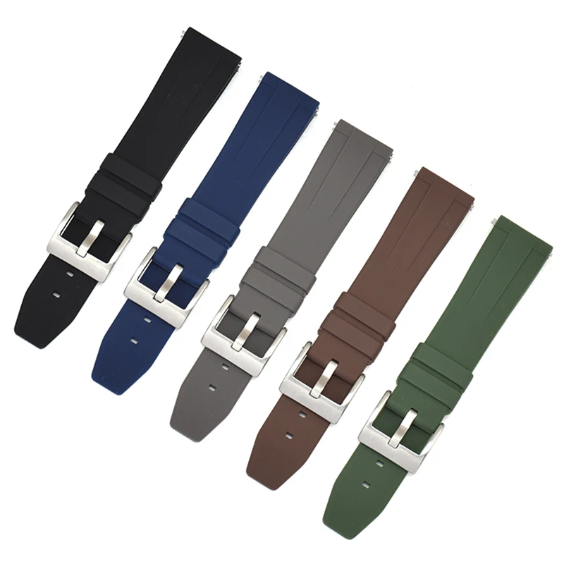 BEAFIRY Soft Silicone Watch Band Strap 18mm 20mm 22mm Waterproof Watchband for Men Women Belt Black Blue Brown Grey Green