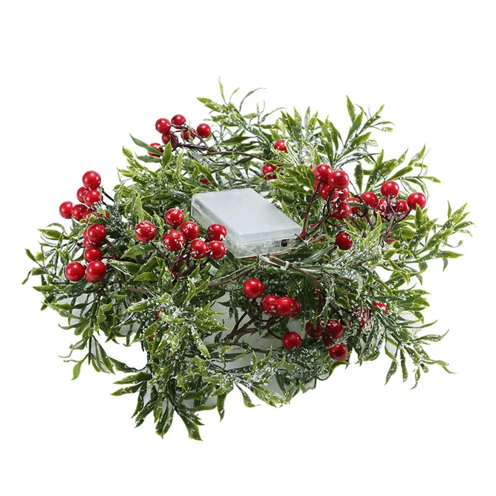 

Led Christmas Red Fruit Light String Pine Needle Decoration Copper Wire Lamp Window Decoration Holiday Lantern