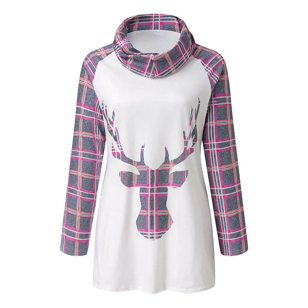 Женский Повседневный клетчатый пуловер с длинным рукавом Рождественские