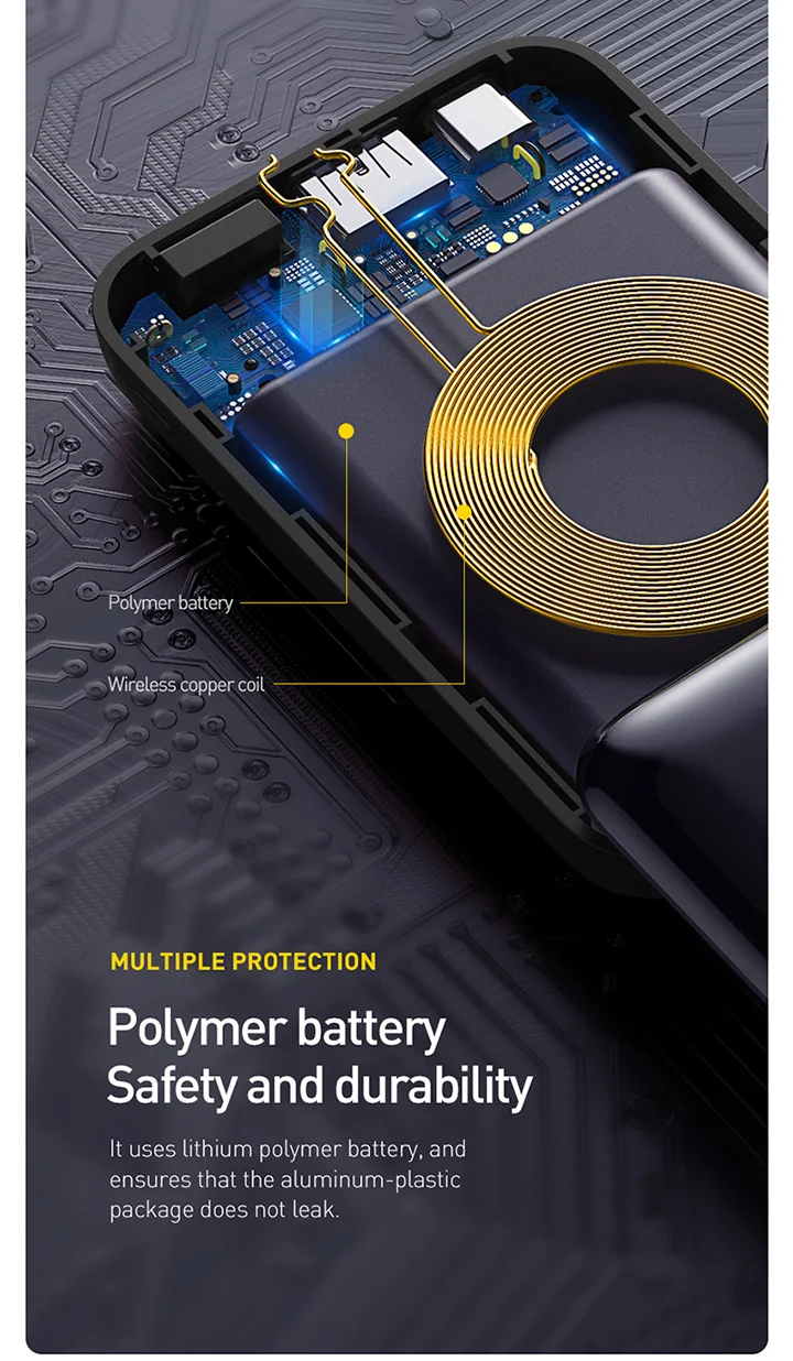 Baseus 10000mAh пауэр банк 10W QI беспроводная зарядка устройство и 18W проводное быстрое зарядное устройство PD+ QC3.0 повербанк для iPhone samsung huawei