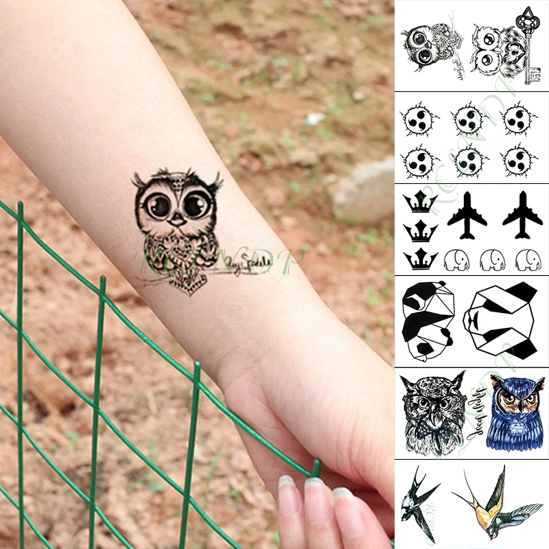 

Waterproof Temporary Tattoo Sticker owl panda elephant animal aircraft small tatto flash tatoo fake tattoos for kid men women