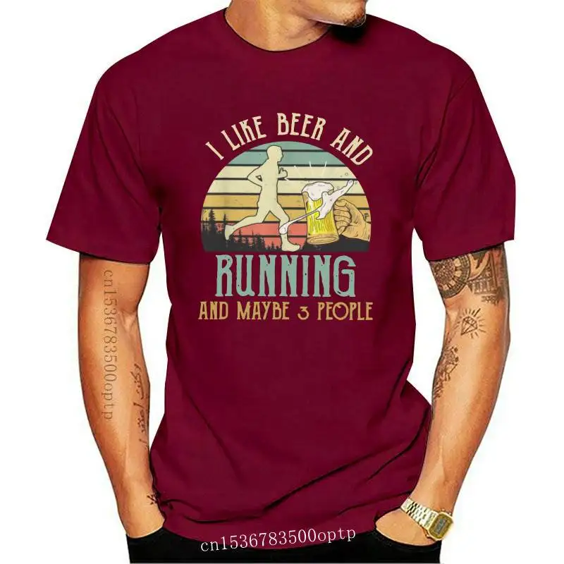 

New I Like Beer Drinking Running Maybe 3 People T-Shirt Vintage Couples Wholesale Clothes Cute Export Quality to USA Tshirts 2