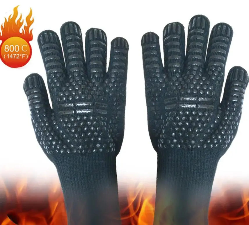 5 Pair Black Gloves 1 пара перчаток для барбекю, термостойкие силиконовые перчатки 1472 °F, перчатки для духовки, для барбекю, для приготовления пищи, для выпечки, камины, сковороды - Цвет: 5 Pair Black Gloves