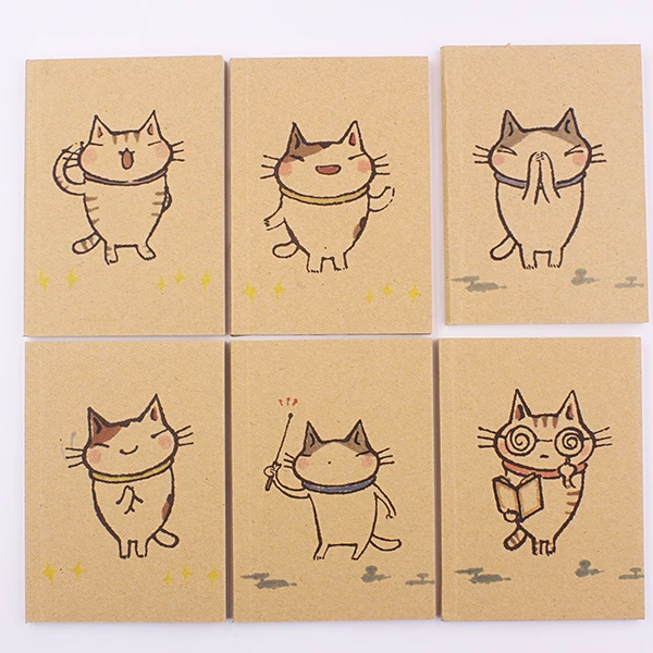 

1PC Kraft cute Hand-drawn Cat Notebooks 40 Pages School Stationery Notes Office notepad Craft Supplies Kids Gift (ss-1713)