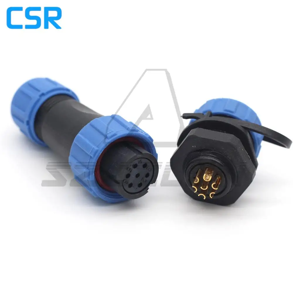 Водонепроницаемый 7 контактный разъем SP13 ip68 светодиодный 6 питания проводной