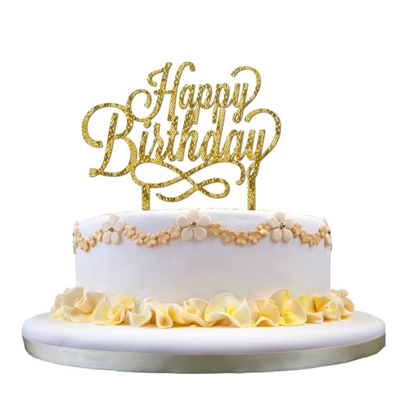 С Днем Рождения сладкий 16 золото монограмма торт фигурки жениха и невесты