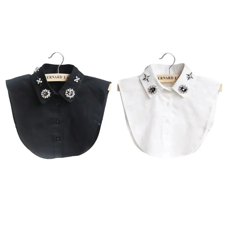 

Women All Matching Fake Collar Jewelry Gem Rhinestone Lapel Sweater Half-Shirt 2XPC