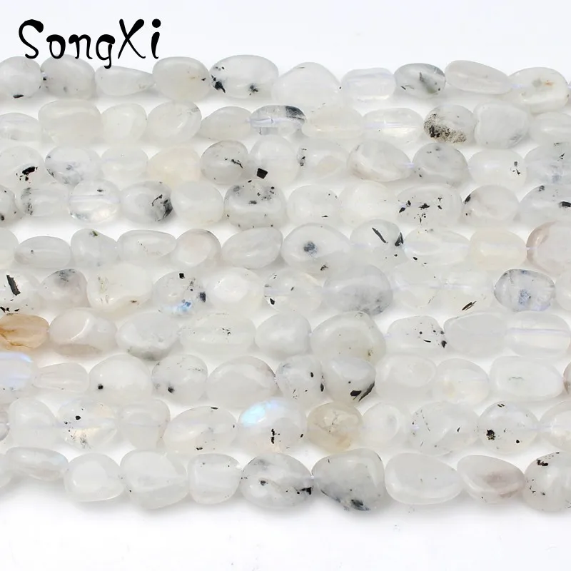 8 10 мм Нерегулярные натуральный лунный камень синего цвета свободные бусины для