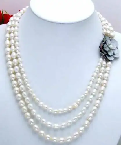 

Ожерелье женское из натурального пресноводного жемчуга диаметром 7-9 мм, 3 нити, 17-19 дюймов