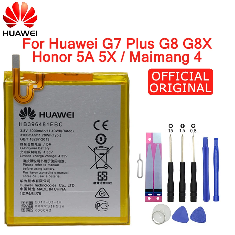Hua Wei сменный аккумулятор для телефона HB396481EBC для huawei Ascend G7 Plus/G8/G8X/Honor 5A/5X/Maimang 4 3000 мАч