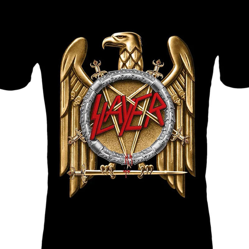 Модная популярная футболка SLAYER, Мужская/женская летняя черная футболка с коротким рукавом, повседневные футболки с принтом, топы в рок-стиле, Азиатский размер XXS-4XL