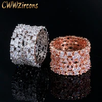 cwwzircons luxury 585 rose gold full cubic zirconia cz flower big wedding rings for women engagement bridal prom jewelry r150