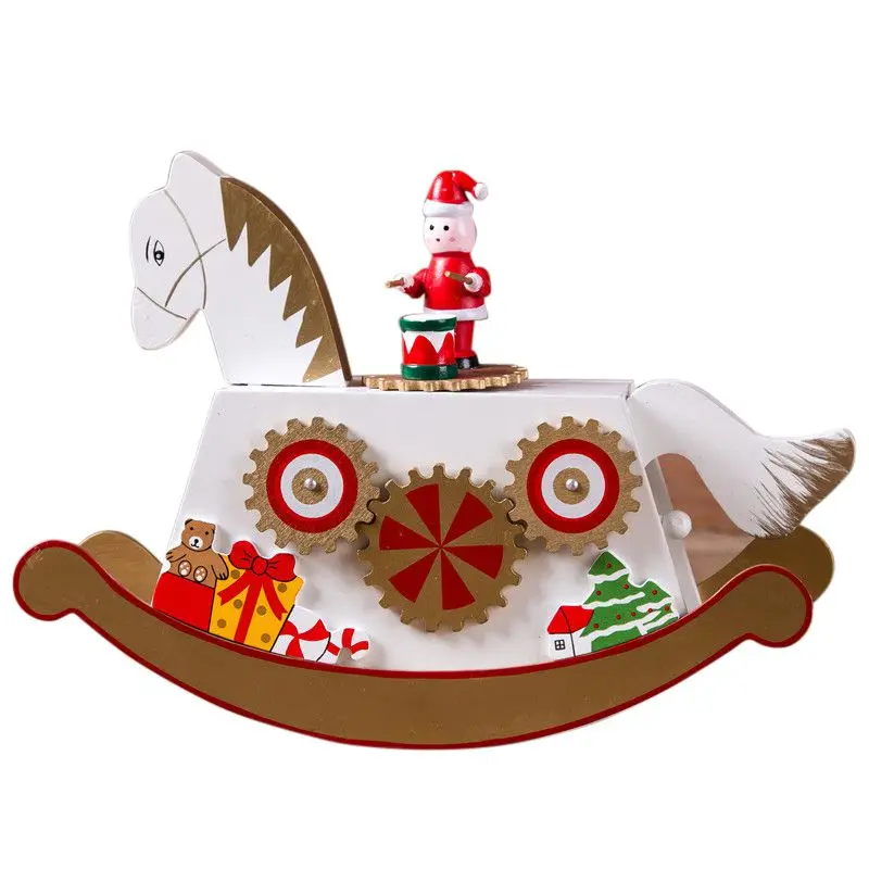 Деревянная игрушка качалка Рождественская музыкальная шкатулка новогодняя