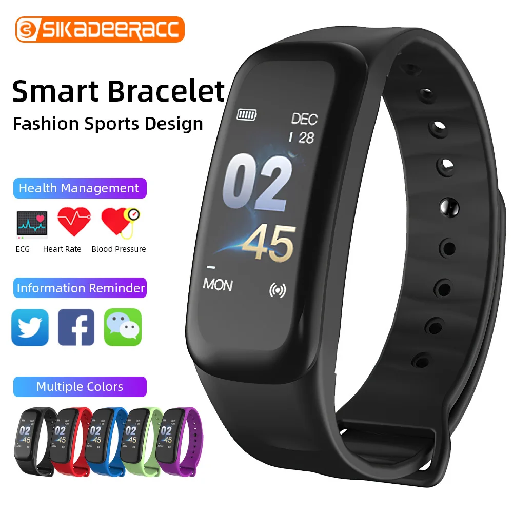 Смарт браслет Фитнес монитор сердечного ритма трекер Импульсный счетчик шагов
