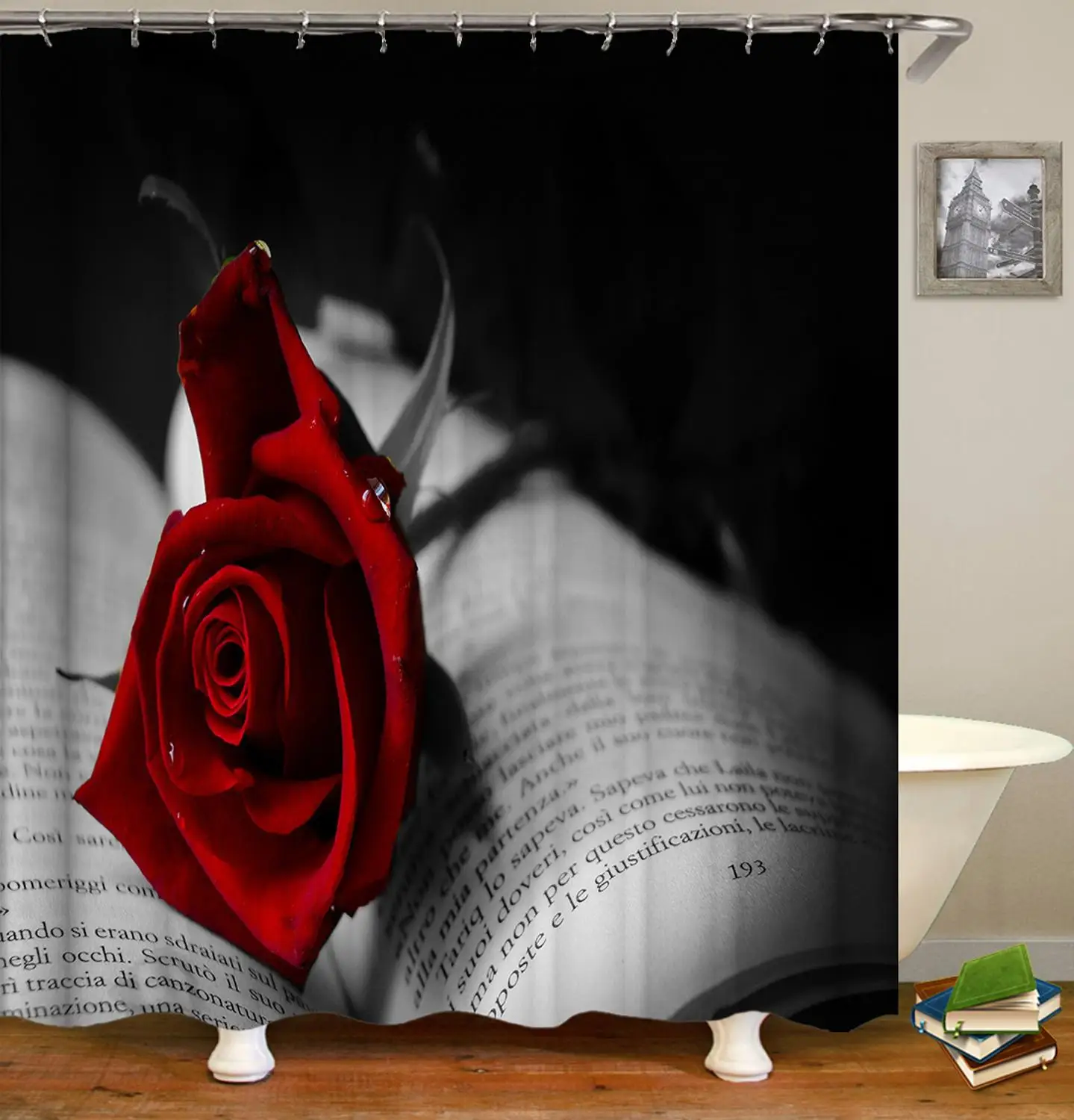 Занавеска для душа в ванную комнату с изображением свежих цветов занавеска