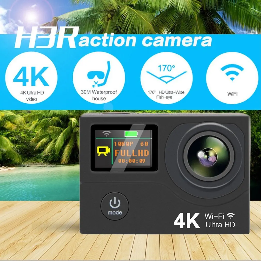 Мини H3R 4K Ультра Full HD спортивная камера WIFI дистанционное управление Подводное