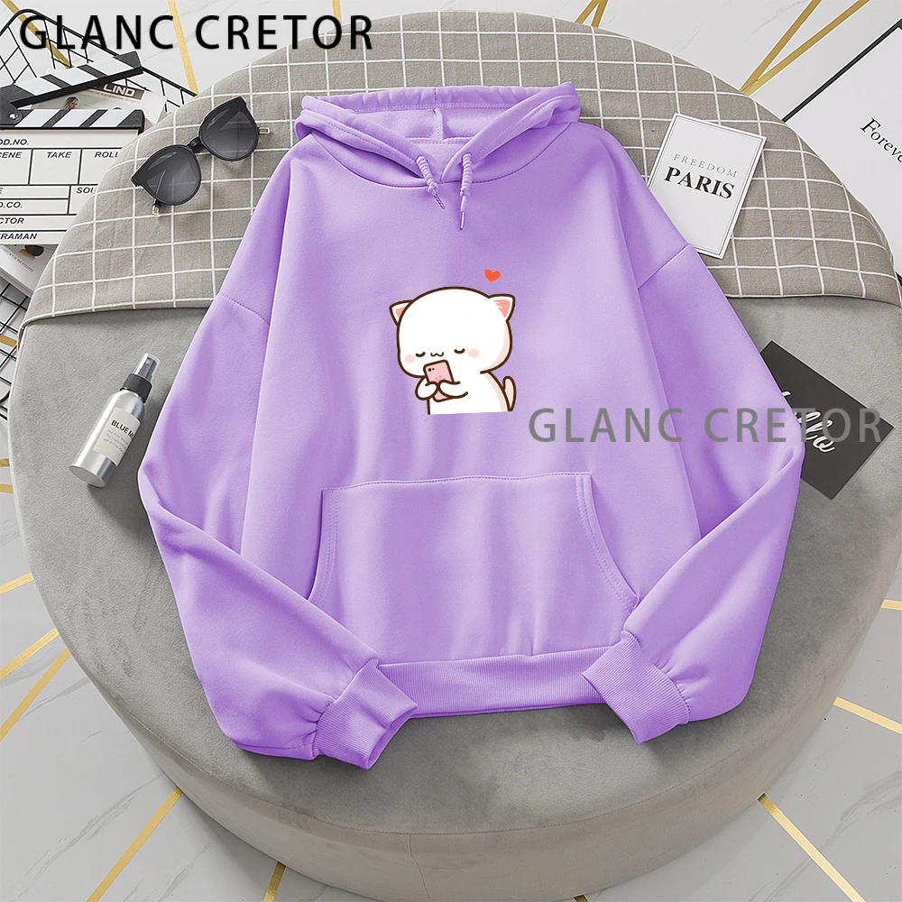 

Kawaii Harajuku Cute Cat Hoodie Women Ullzang Cute Cartoon Korean Style Sweatshirt 90s Fashion Graphic Hoody Female