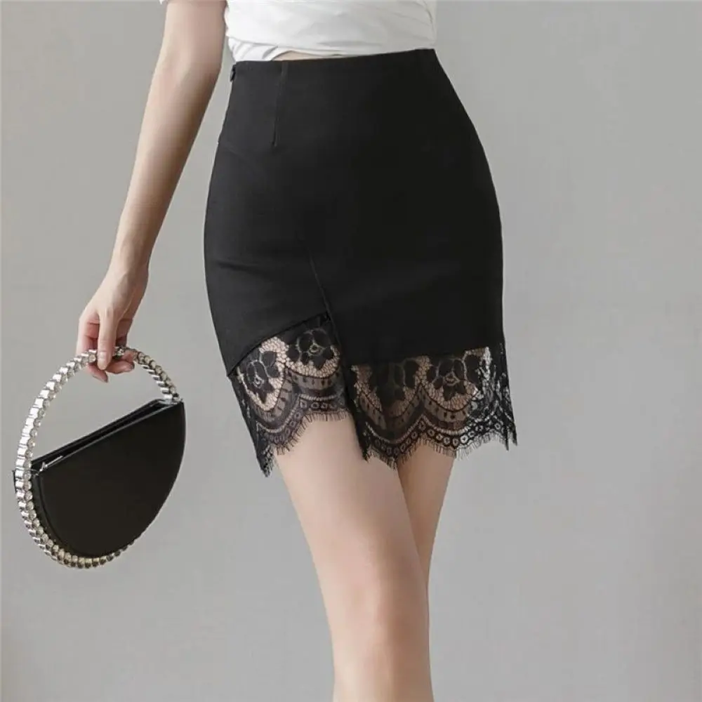 

2020 summer lace stitching woman skirts ultra-short stretch skirt nightclub one-step package hip skirts womens