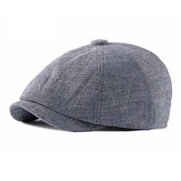 new mens casual newsboy hat spring summer thin retro cotton hemp beret hat fashion wild casual hat unisex wild octagonal hats