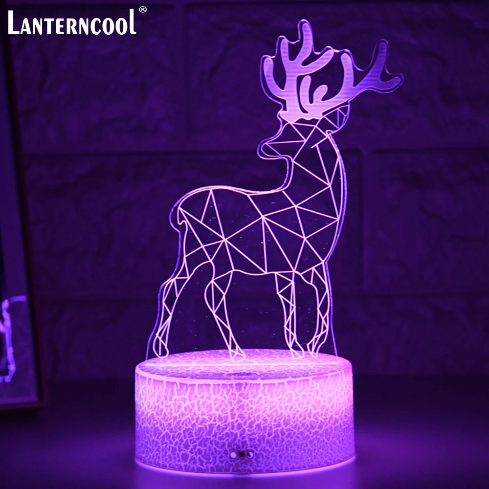 

Deer Kid Light Night 3D LED Night Light Creative Table Bedside Lamp Romantic Elk light Kids Gril Home Decoration Gift Lantern