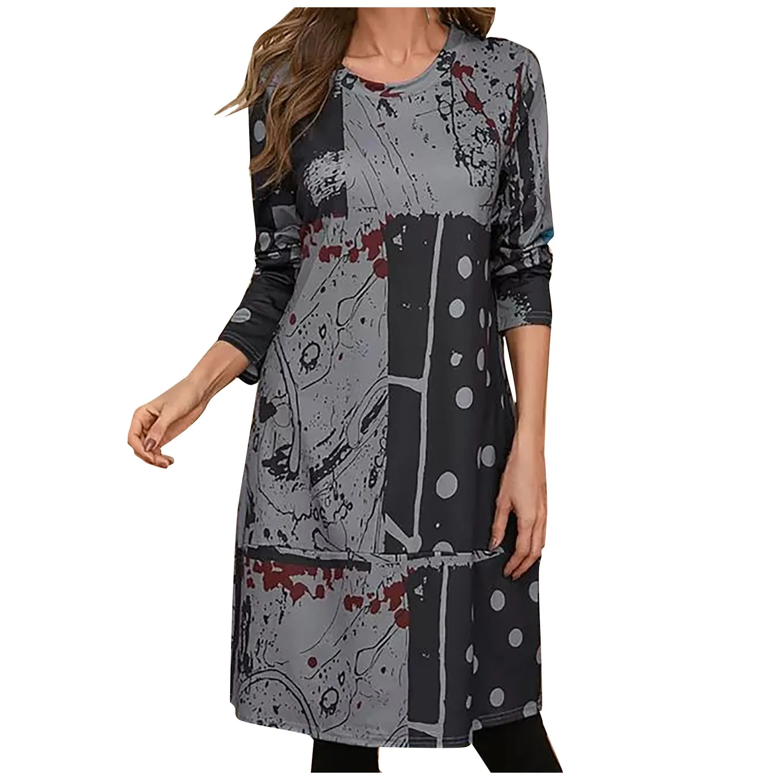 Womail женское платье 2020 осень с О-образным вырезом платья длинными рукавами