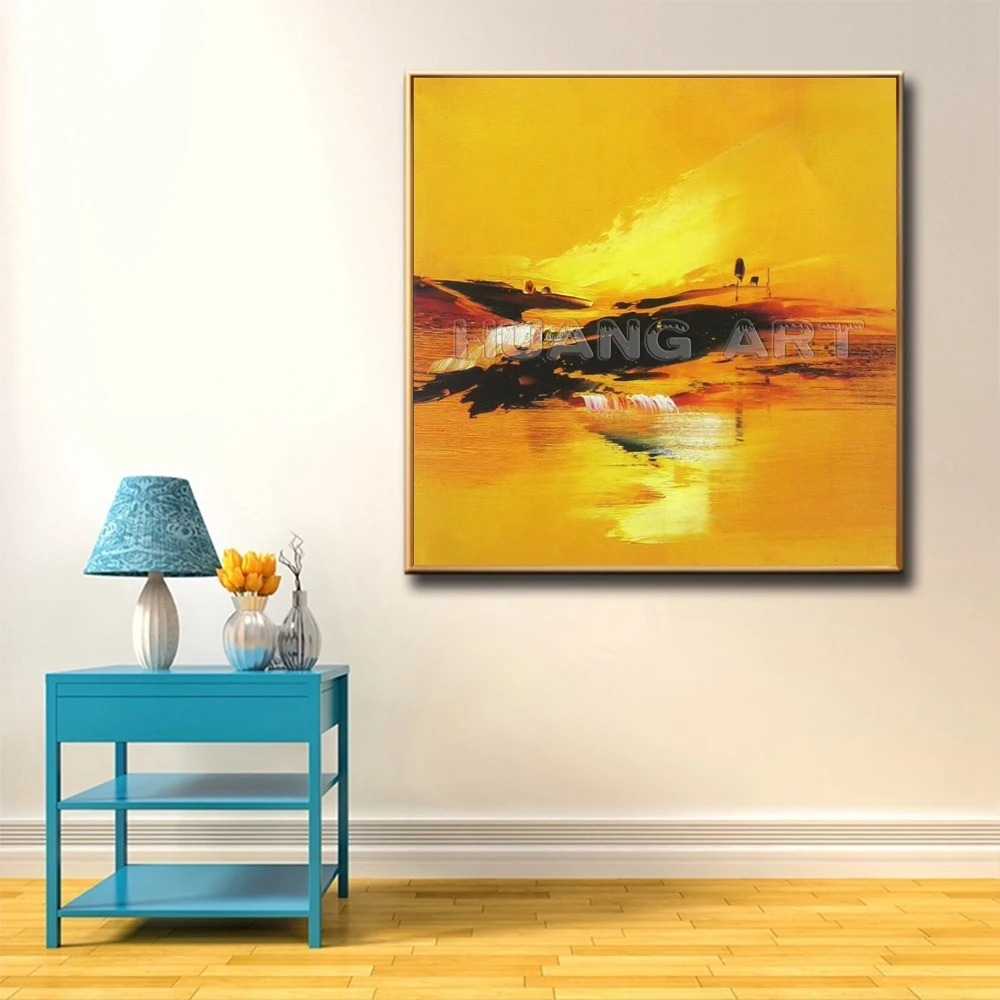 Поп-Современная Абстрактная живопись на холсте для гостиной ручная работа синий