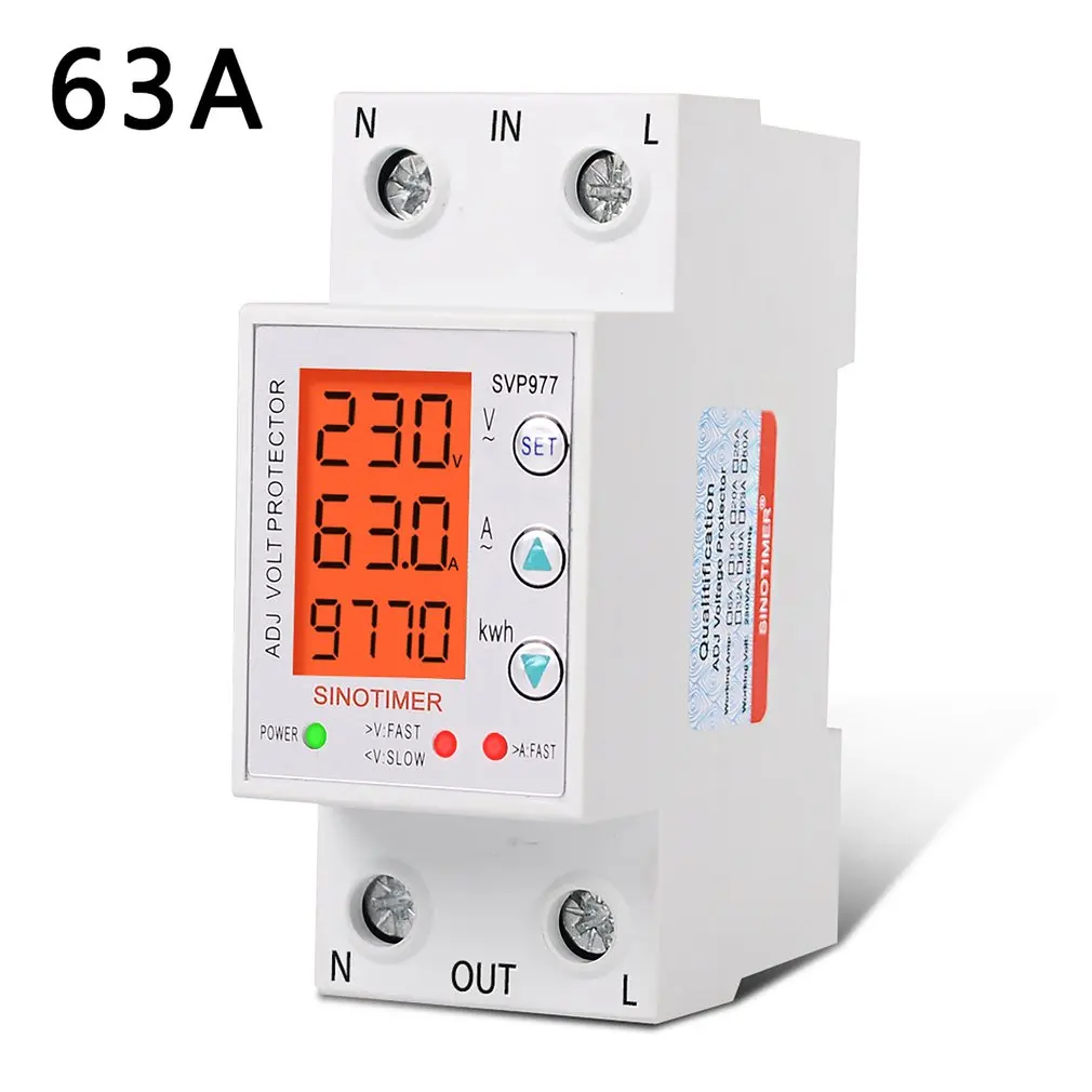 

SINOTIMER SVP-977L 230v Adjustable Voltage Protection Meter Digital LCD Voltage Protection Relay With Over Voltage Protection