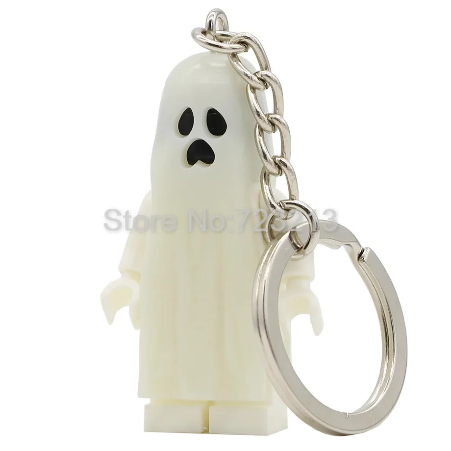 Shock Key Chain Одна Хэллоуин призрак серии светящиеся фигурки Набор крик мрак в темноте зомби брелок строительные блоки комплекты кирпичей игрушки - Цвет: Shock Key Chain