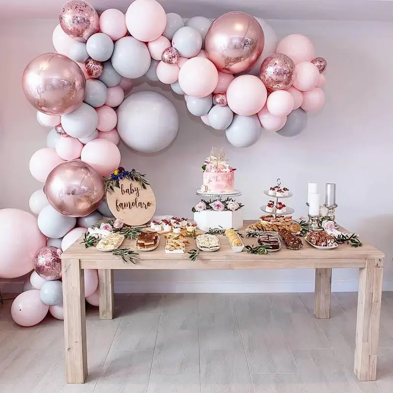 

41 воздушные шары арочный Комплект Пастель серый розовый воздушные шары-гирлянды из розового золота конфетти Globos Свадебная вечеринка Декор ...