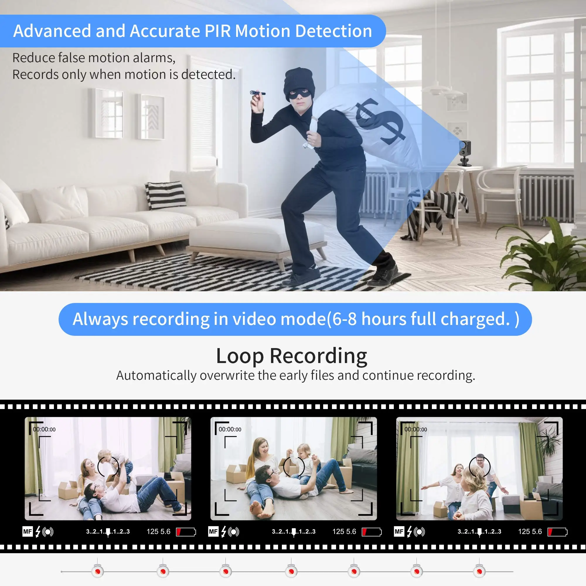 HD Mini Body Camera Wireless 1080P Security Pocket Handheld Cameras Motion Activated Small Cam for Cars Recording Sports