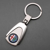 metal alloy car leather key chain ring keychains for alfa romeo giulietta 147 159 mito 156 giulia f1 stelvio gt auto accessories
