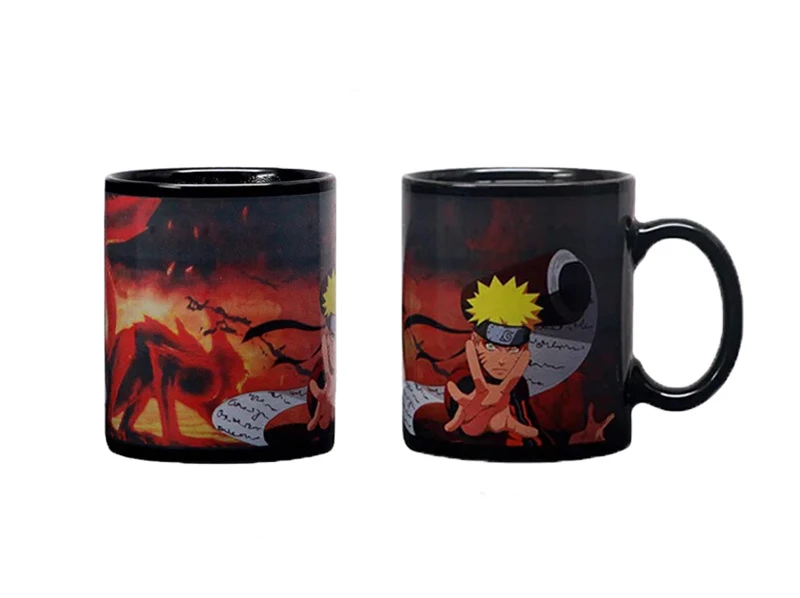 A(Only Mug) Аниме Наруто Учиха Итачи мультфильм Хокаге Наруто Узумаки изменение цвета Термочувствительная Волшебная кофейная кружка и крышка и ложка чашка подарок - Color: A(Only Mug)