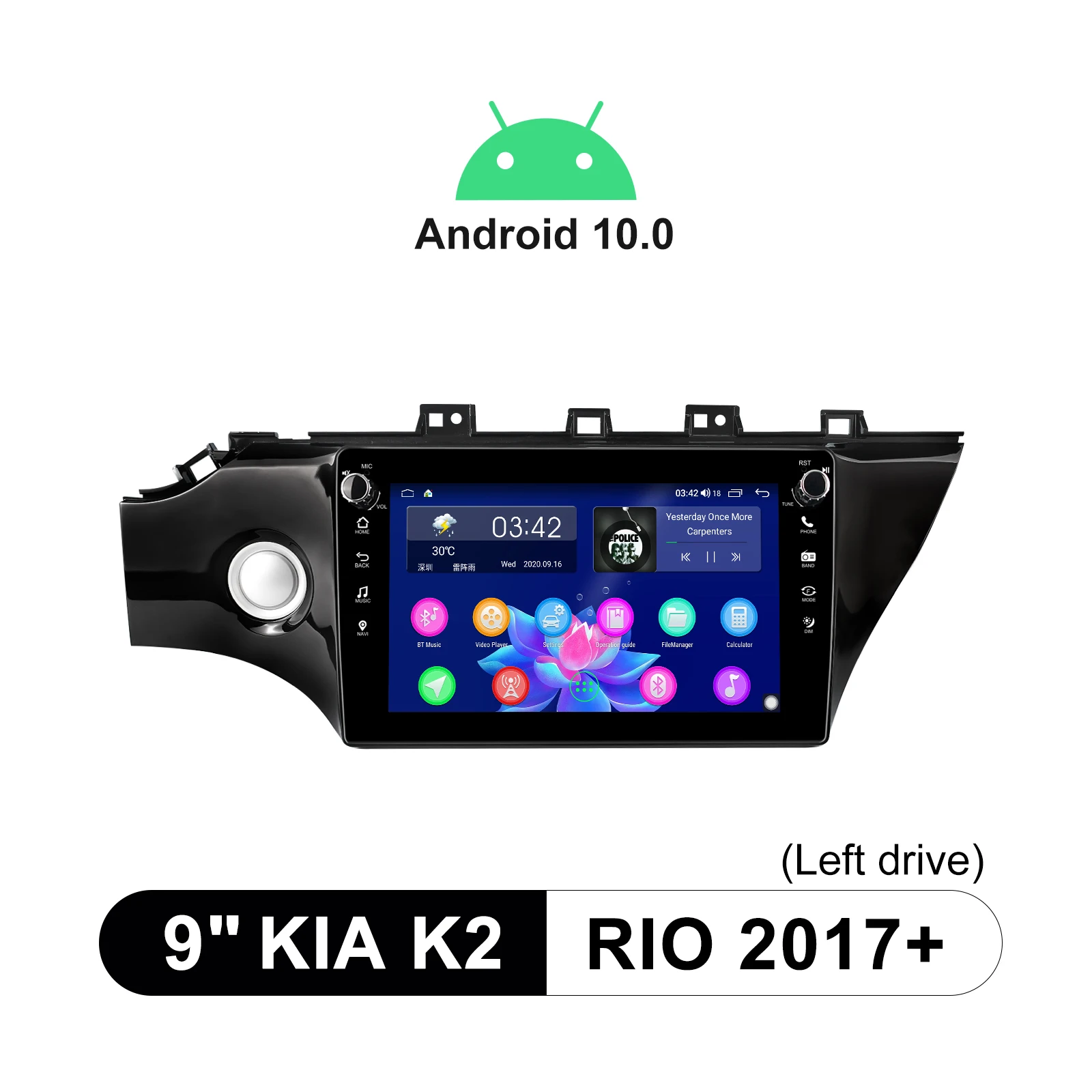 구매 안드로이드 10 자동차 라디오 기아 K2 리오 2017 + 블루투스 9 ''gps 4G 멀티미디어 플레이어 무선 Carplay 지원 스티어링 휠 제어